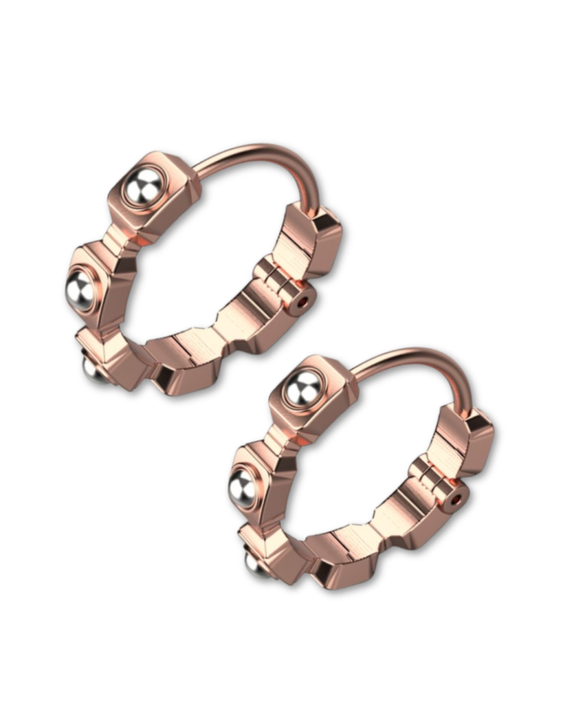 Empire Earrings II – 18K Rose Gold, Rhodium Plated Sterling Silver