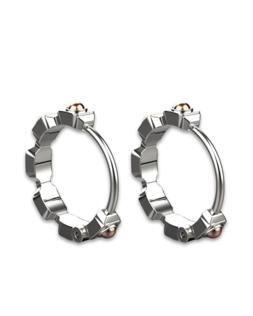 Empire Earrings – 18K White Gold, Rose Gold Plated Sterling Silver