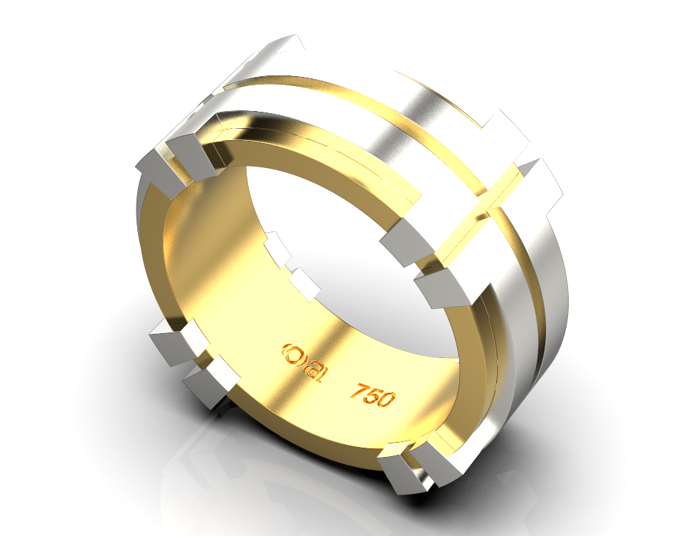 T-Crown Ring – 18K Yellow Gold, White Gold T-Crown Ring – 18K Yellow Gold, White Gold