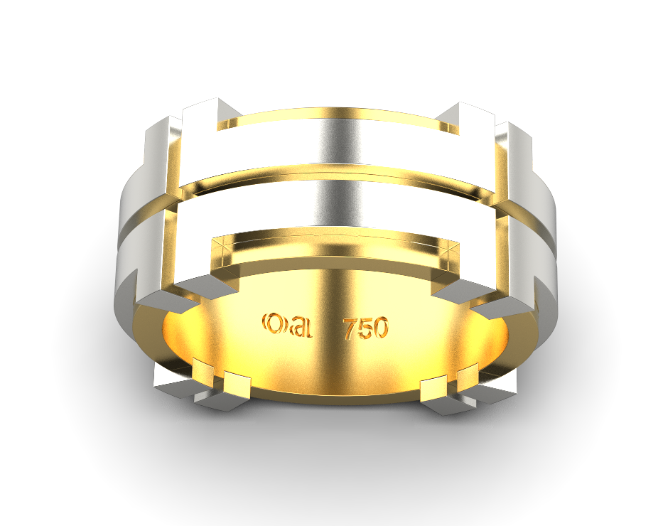 T-Crown Ring – 18K Yellow Gold, White Gold T-Crown Ring – 18K Yellow Gold, White Gold
