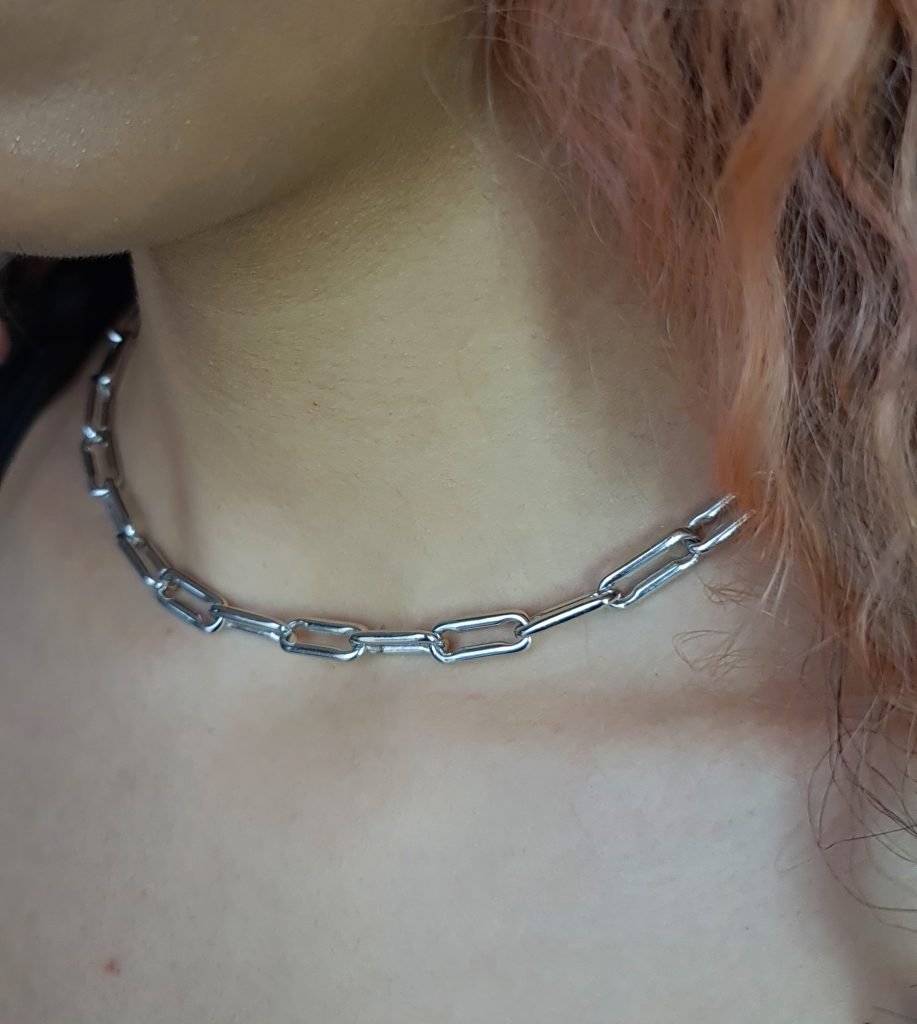 Linear Link Curved Necklace – 18K Gold, Rose Gold Plated Sterling Silver