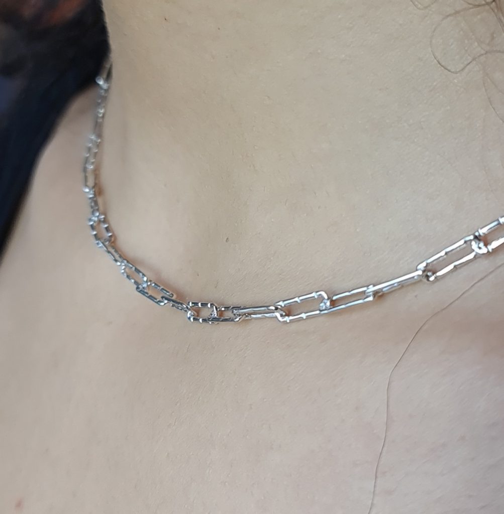 Linear Cut Link Necklace – Platinum