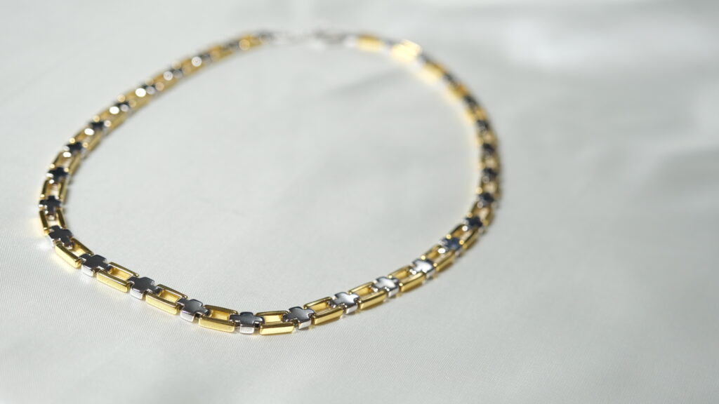 Cross Link Necklace II- 18K Gold, Rhodium Plated Sterling Silver Cross Link Necklace II- 18K Gold, Rhodium Plated Sterling Silver
