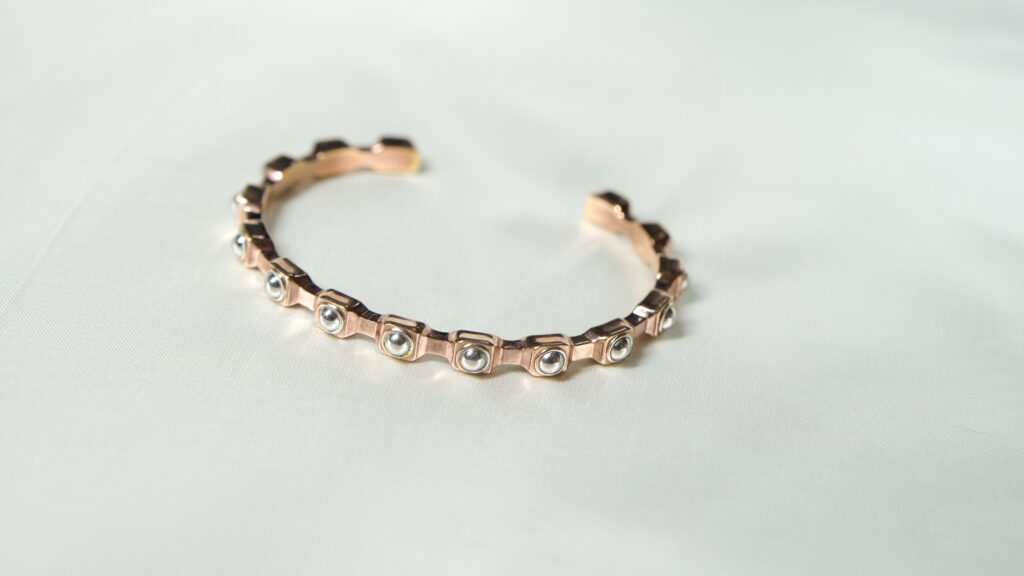 Empire Bangle – 18K Rose Gold, Rhodium Plated Sterling Silver