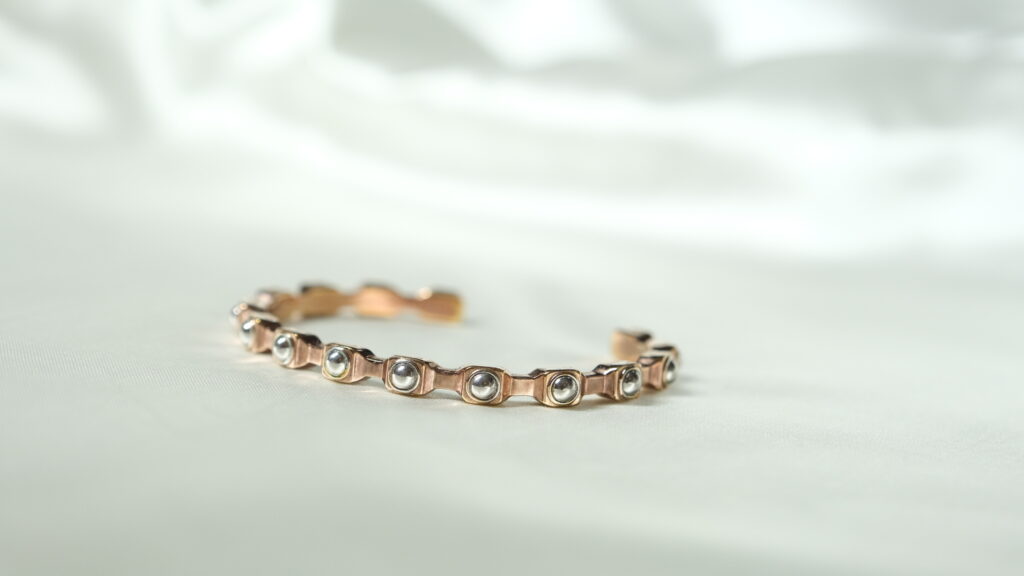 Empire Bangle – 18K Rose Gold, Rhodium Plated Sterling Silver