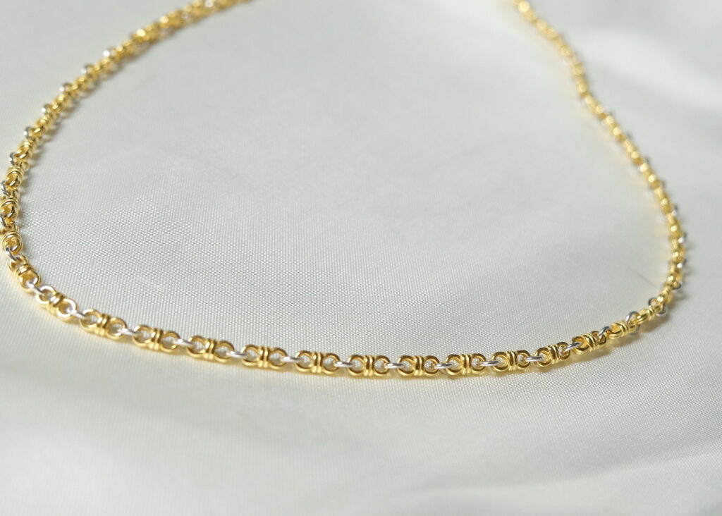 Oval Tied Fine Chain Necklace – 18K Yellow Gold, White Gold Oval Tied Fine Chain Necklace – 18K Yellow Gold, White Gold