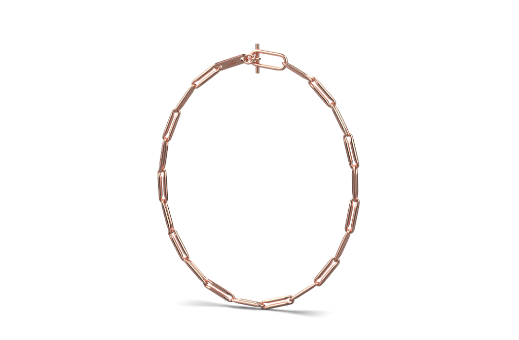 Linear Link Chain Necklace – 18K Rose Gold Plated Sterling Silver Linear Link Chain Necklace – 18K Rose Gold Plated Sterling Silver