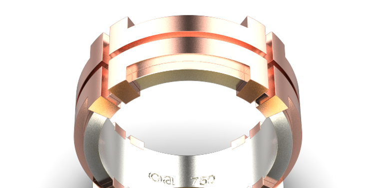 T-Crown Ring II – 18K Rose Gold, White Gold