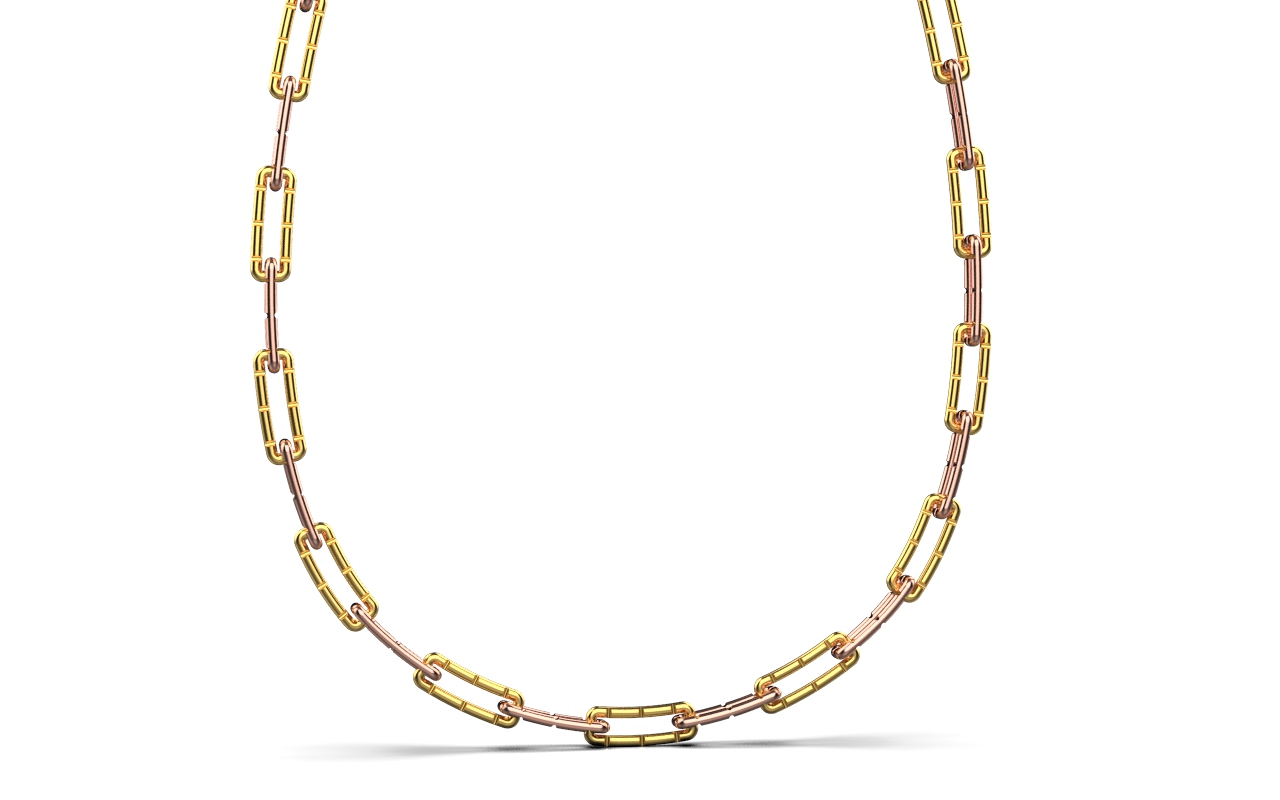 Linear Cut Link Necklace – 18K Gold, Rose Gold