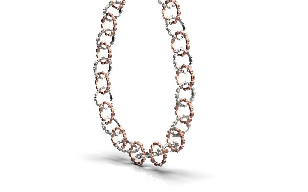 Empire Necklace – 18K Rose Gold, Rhodium Plated Sterling Silver Empire Necklace – 18K Rose Gold, Rhodium Plated Sterling Silver