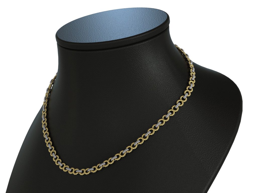 Amoure Necklace – 18K Gold, Rhodium Plated Sterling Silver Amoure Necklace – 18K Gold, Rhodium Plated Sterling Silver