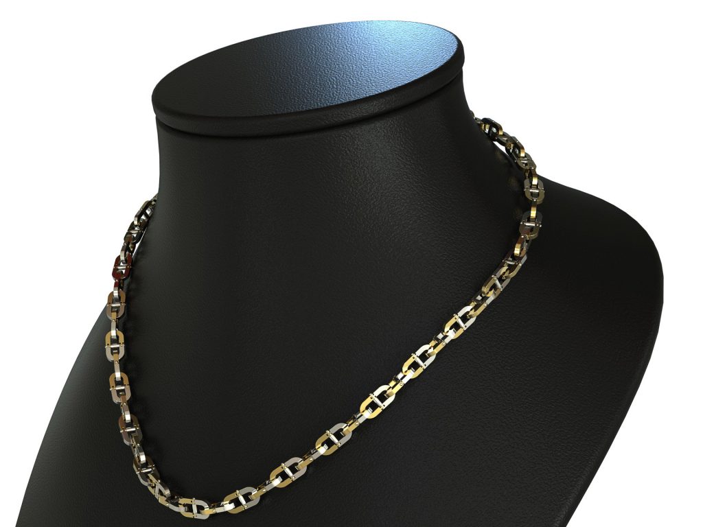 Linear Screw Chain – 18K Gold, Rhodium Plated Sterling Silver