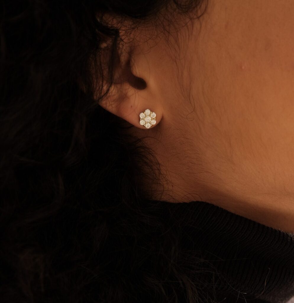 Cluster Stud Diamond Earrings-18K Gold-1.7ct Cluster Stud Diamond Earrings-18K Gold-1.7ct