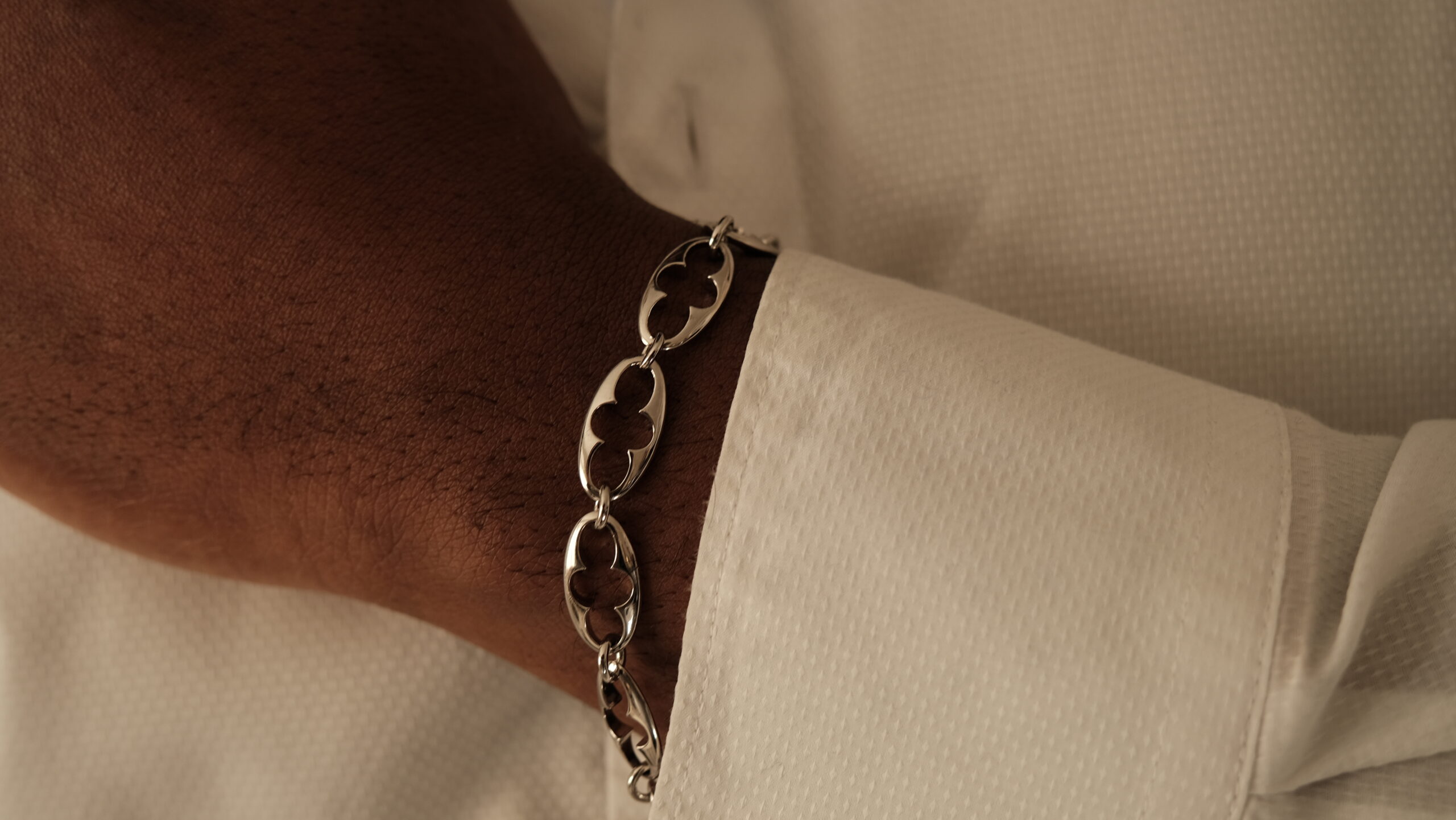 Esther Link Bracelet  – 18K Rose Gold, Rhodium Plated Sterling Silver