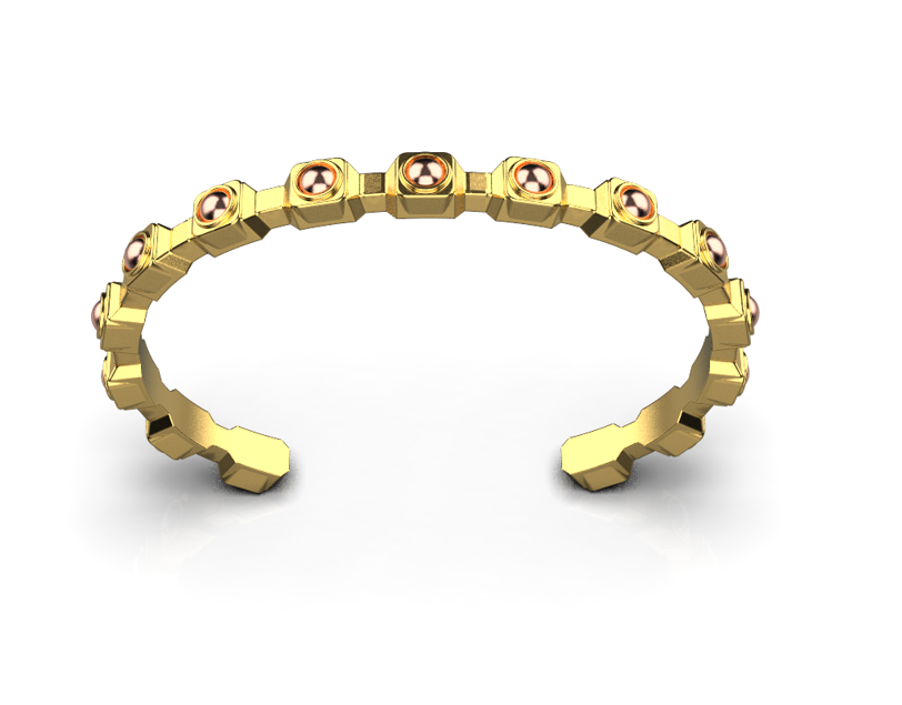 Empire Bangle II – 18K Gold, Rose Gold Plated Sterling Silver