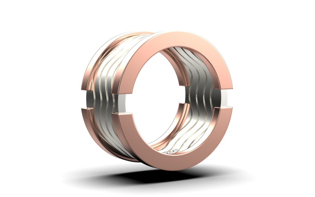 Aku Wave Ring – 18K Rose Gold, White Gold