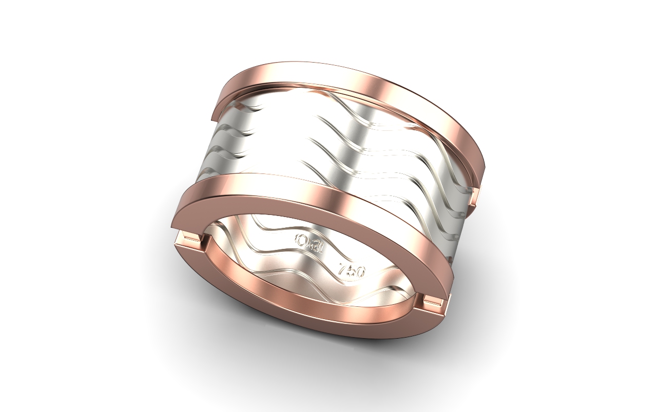 Aku Wave Ring – 18K Rose Gold, White Gold