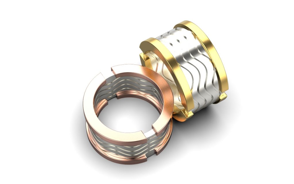 Aku Wave Ring – 18K Yellow Gold, White Gold