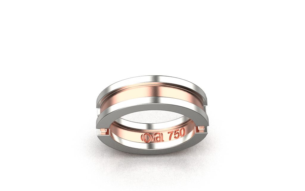 Aku Ring - 18K Rose Gold, White Gold - ODOZIAKUCHI