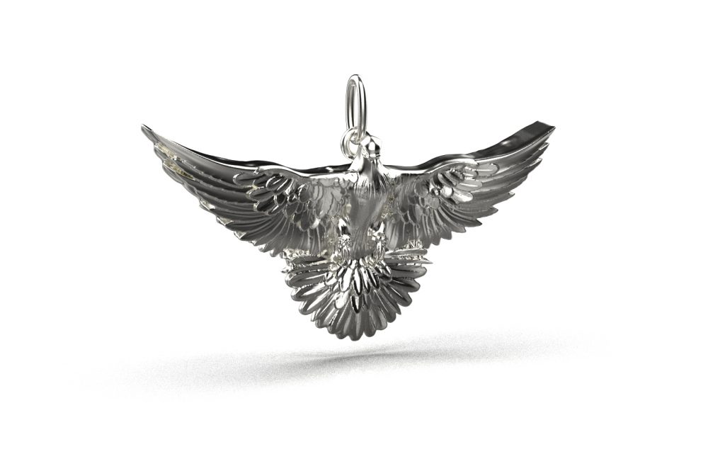 Dove Pendant – 18K White Gold