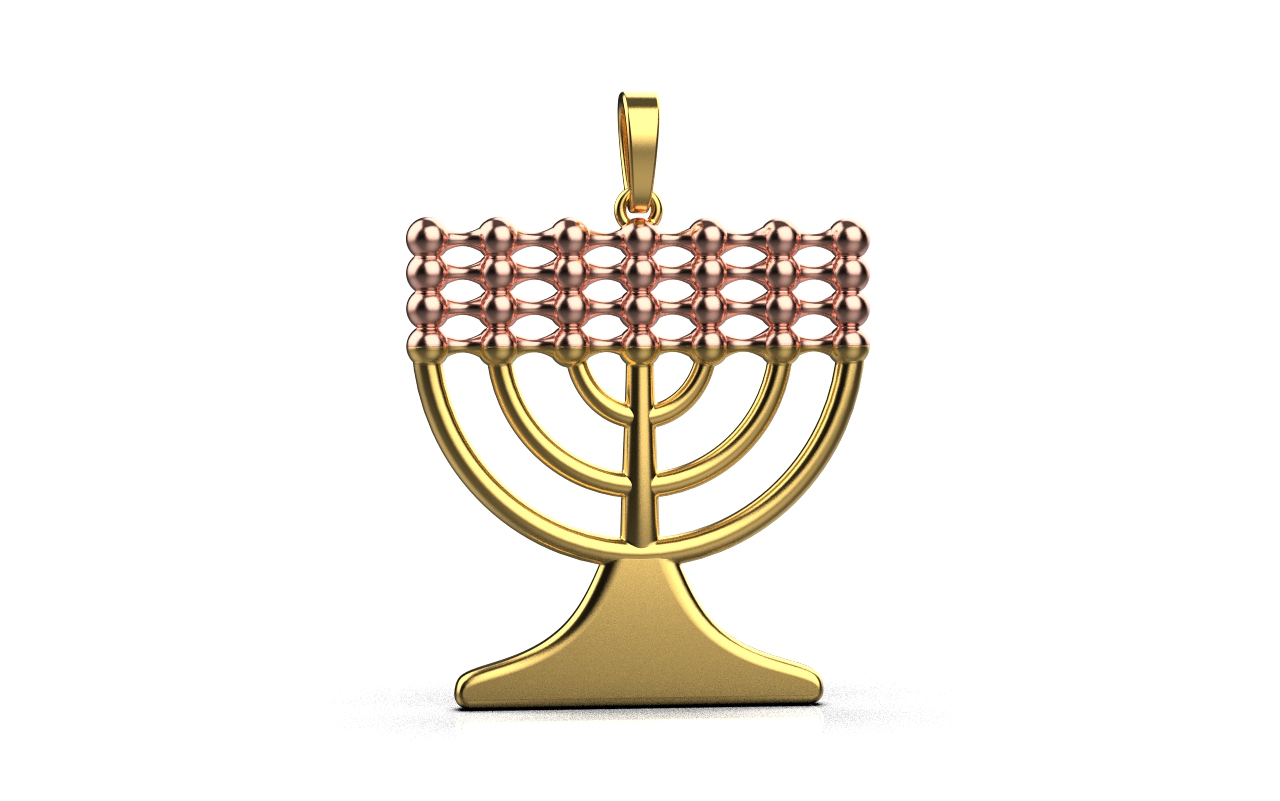 Menorah Pendant – 18K Gold, Rose Gold