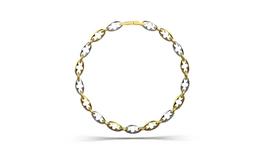 Esther Link Bracelet  – 18K Gold, Rhodium Plated Sterling Silver