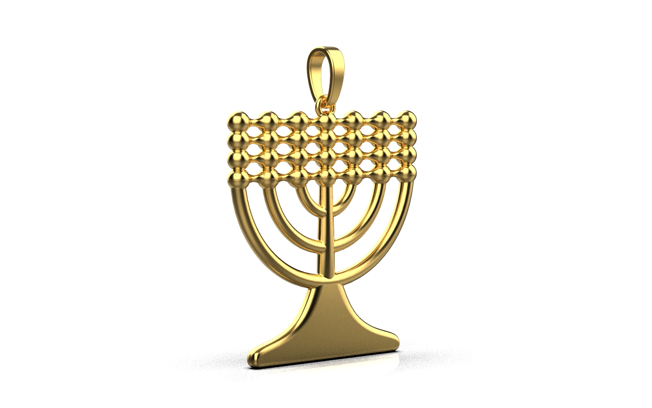 Menorah Pendant – 18K Gold