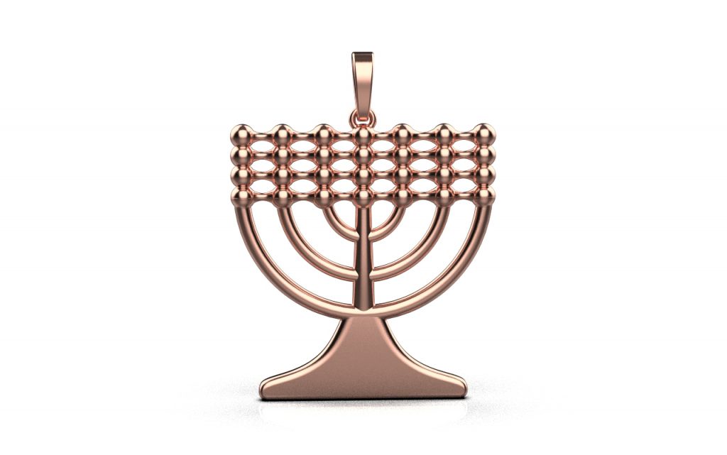 Menorah Pendant – 18K Rose Gold Menorah Pendant – 18K Rose Gold