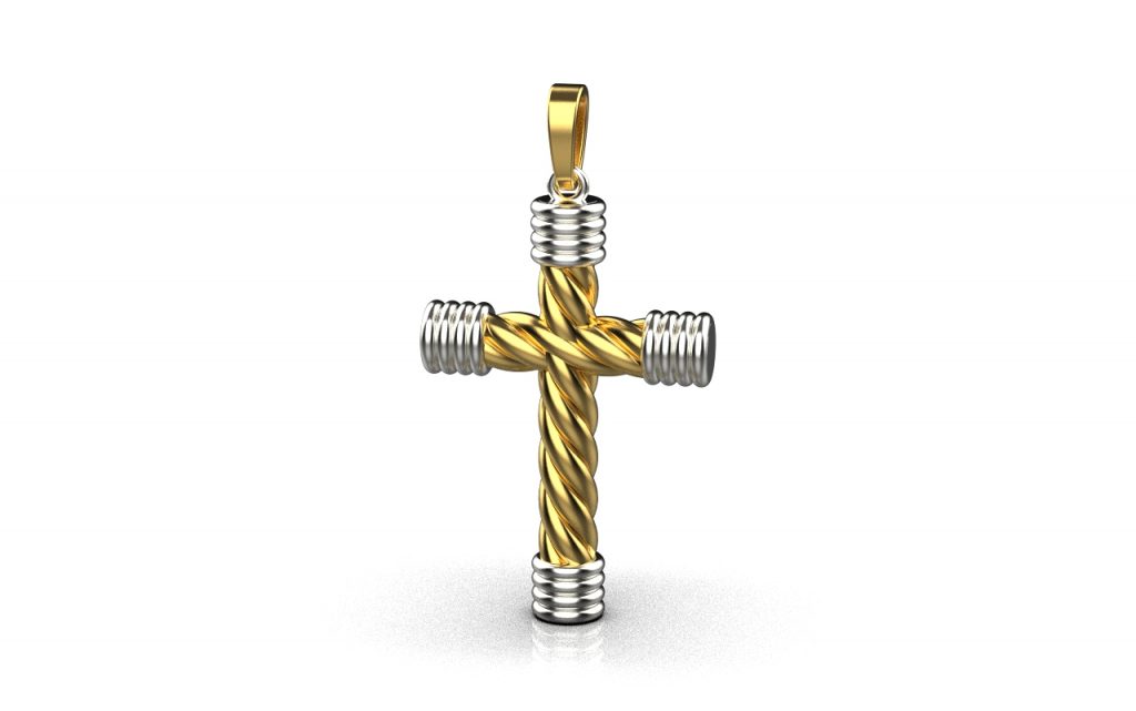 Cross Pendant II-18K Gold, White Gold