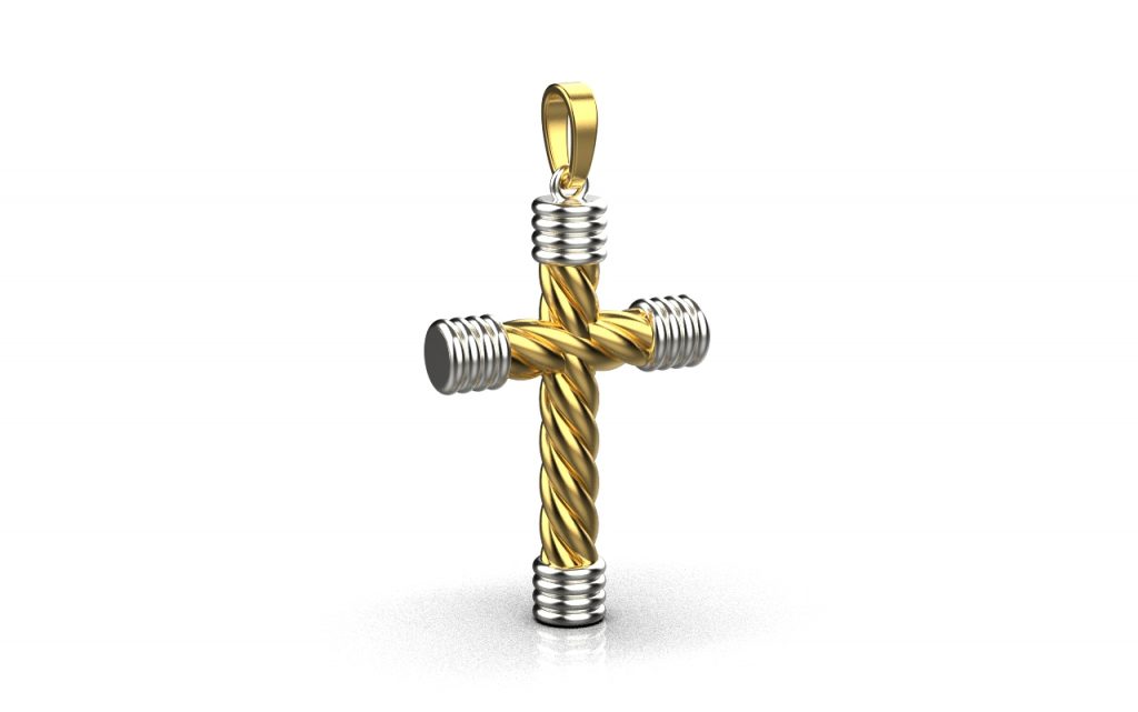 Cross Pendant II-18K Gold, White Gold