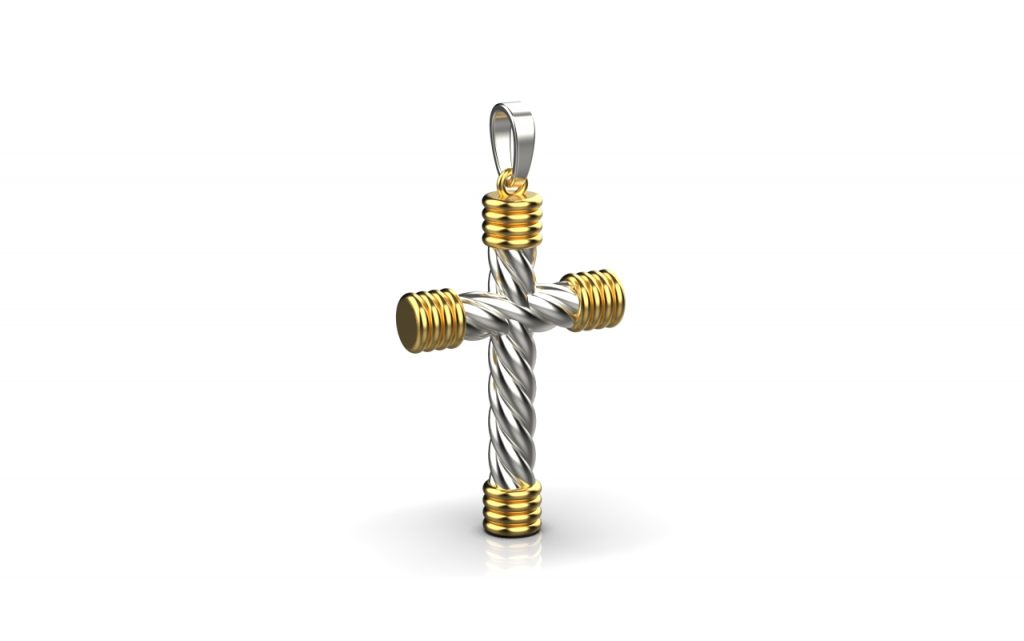 Cross Pendant -18K Gold, White Gold