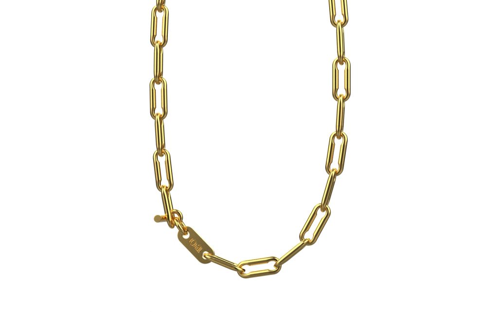 Linear Link Curved Necklace – 18K Vermeil Gold Linear Link Curved Necklace – 18K Vermeil Gold