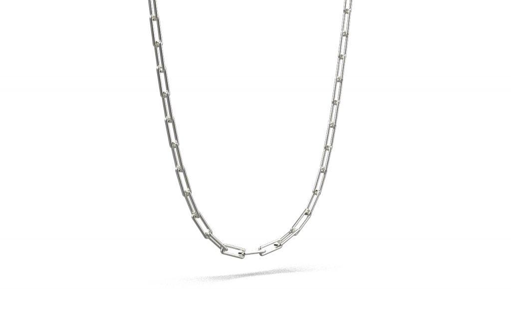 Linear Link Necklace – 18K White Gold Linear Link Necklace – 18K White Gold