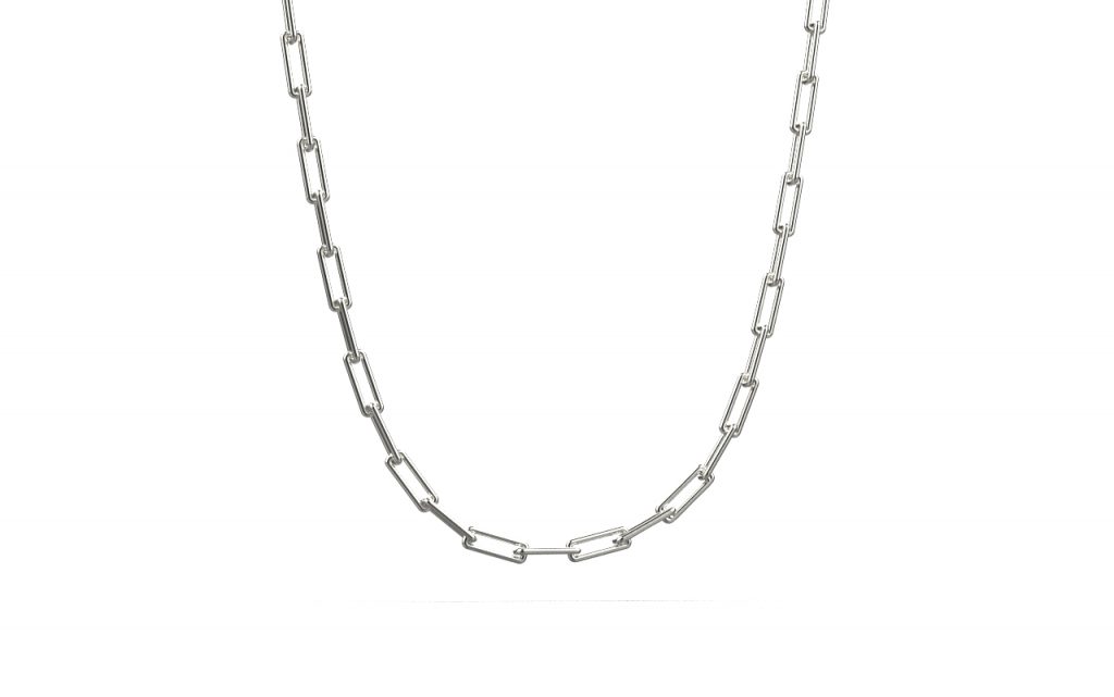 Linear Link Necklace – 18K White Gold Linear Link Necklace – 18K White Gold