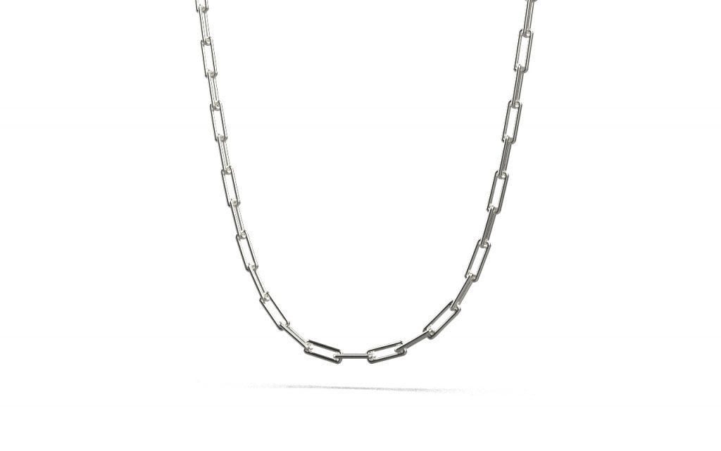 Linear Link Necklace – 18K White Gold Linear Link Necklace – 18K White Gold