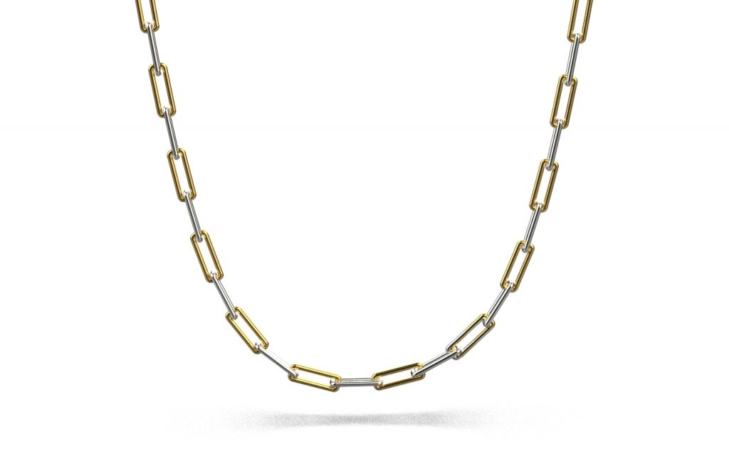 Linear Link Necklace – 18K Gold, White Gold Linear Link Necklace – 18K Gold, White Gold