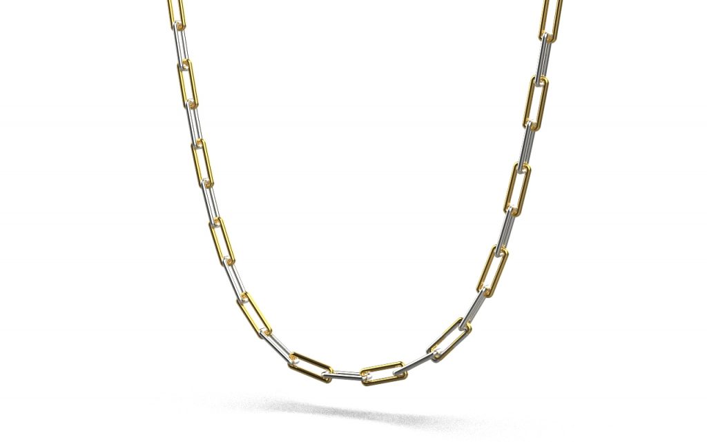 Linear Link Necklace – 18K Gold, White Gold Linear Link Necklace – 18K Gold, White Gold