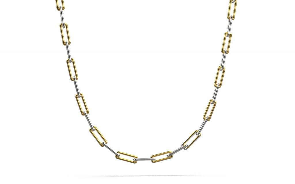 Linear Link Necklace – 18K Gold, White Gold Linear Link Necklace – 18K Gold, White Gold
