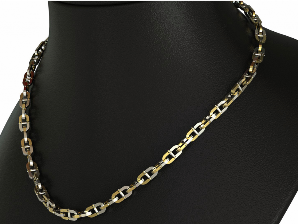 Linear Screw Chain – 18K Gold, Rhodium Plated Sterling Silver