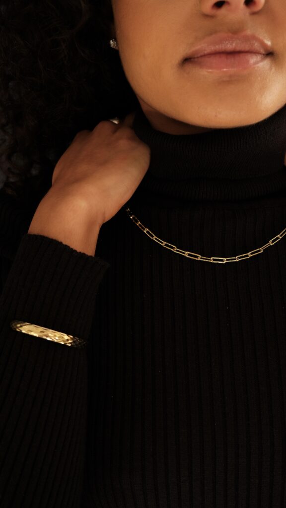 Linear Cut Link Necklace – 18K Rose Gold Linear Cut Link Necklace – 18K Rose Gold