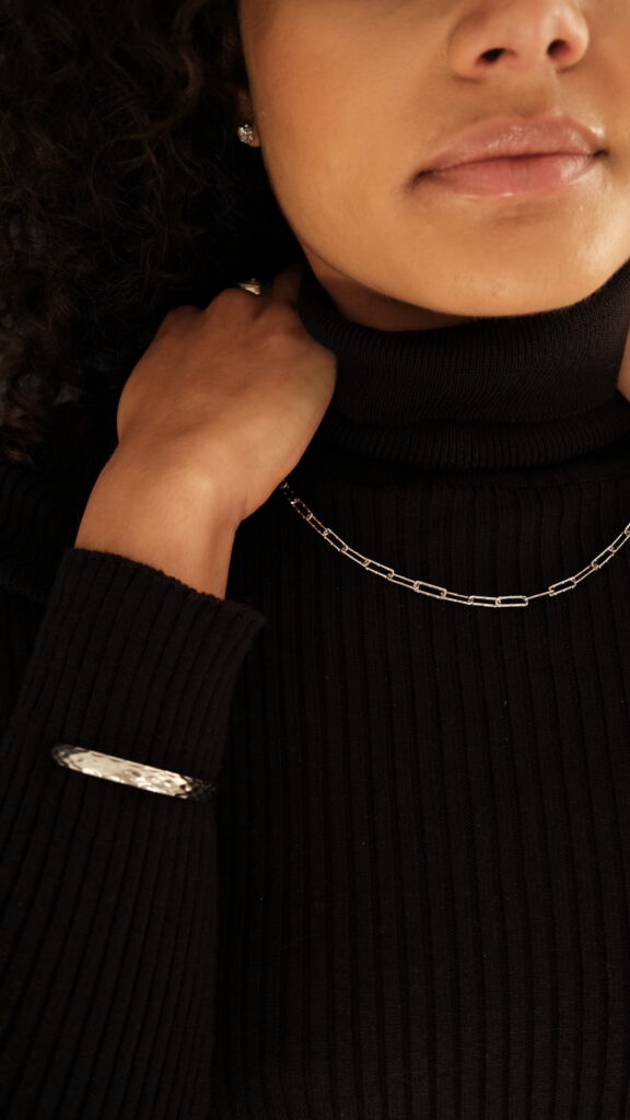 Linear Cut Link Necklace – Platinum