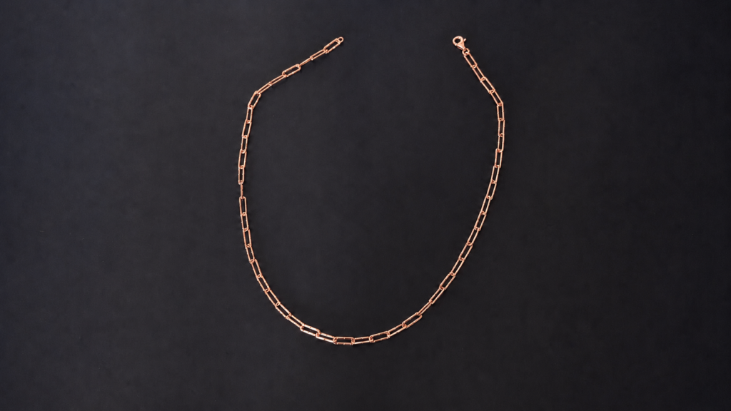 Linear Cut Link Necklace – 18K Rose Gold Linear Cut Link Necklace – 18K Rose Gold