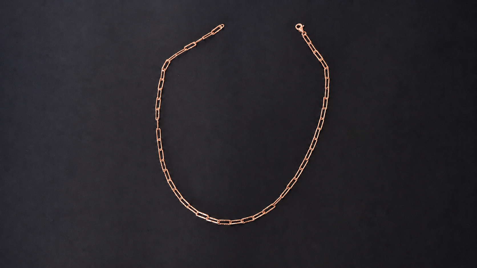 Linear Cut Link Necklace – 18K Rose Gold