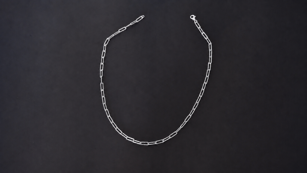 Linear Cut Link Necklace – 18K White Gold Linear Cut Link Necklace – 18K White Gold
