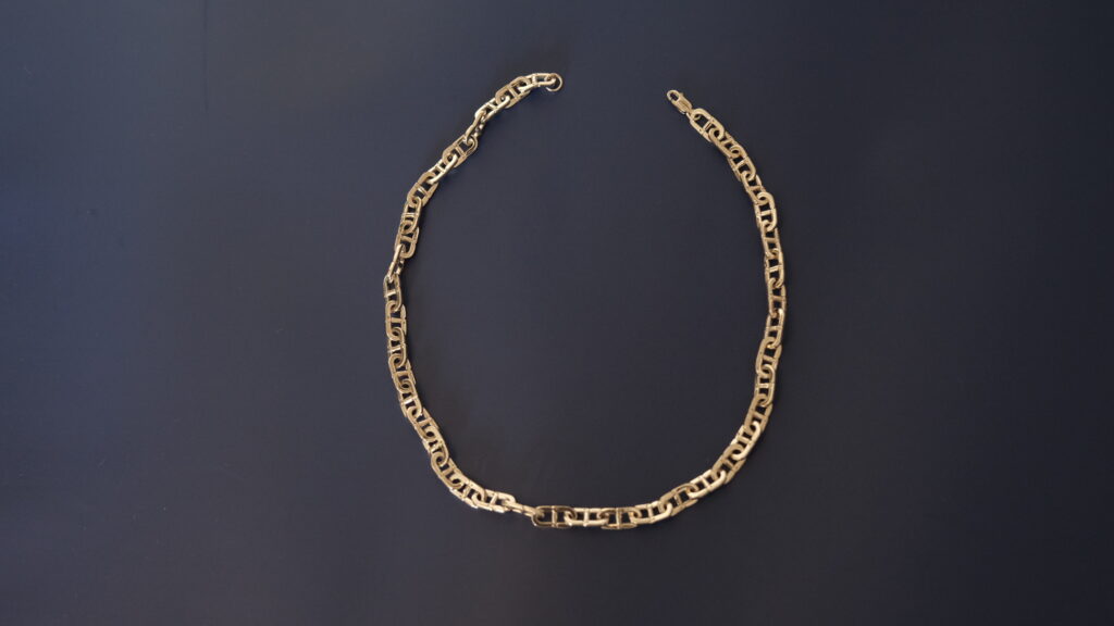 Linear Screw Chain – 18K Gold, Rhodium Plated Sterling Silver