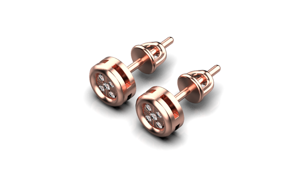 Micro Pave Stud Earrings – 18K Rose Gold