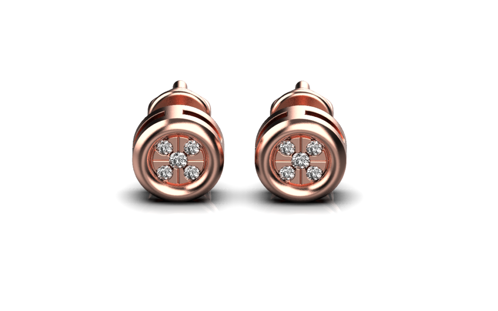 Micro Pave Stud Earrings – 18K Rose Gold