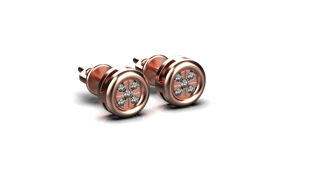 Micro Pave Stud Earrings – 18K Rose Gold
