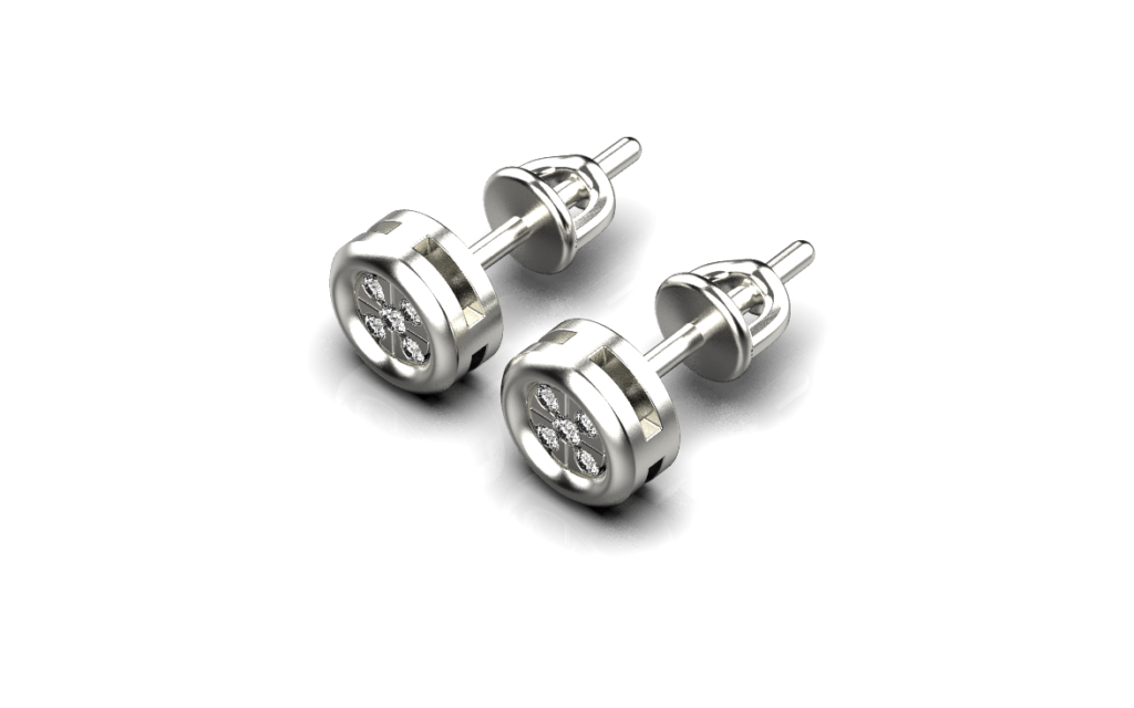 Micro Pave Stud Earrings – Platinum