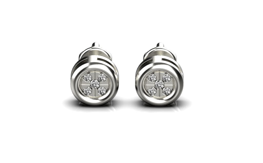 Micro Pave Stud Earrings – 18K White Gold